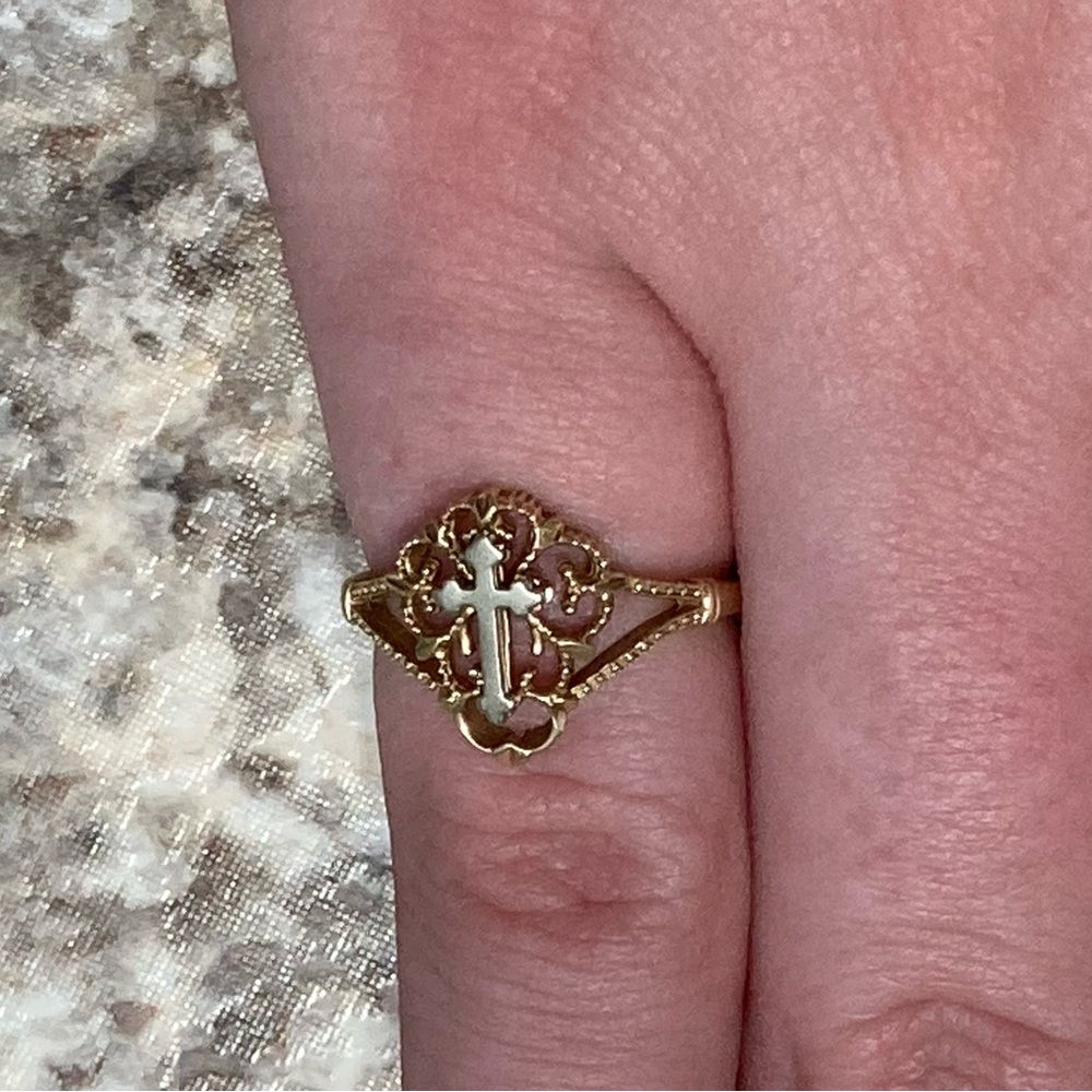 Solid Gold Cross Ring - image 6